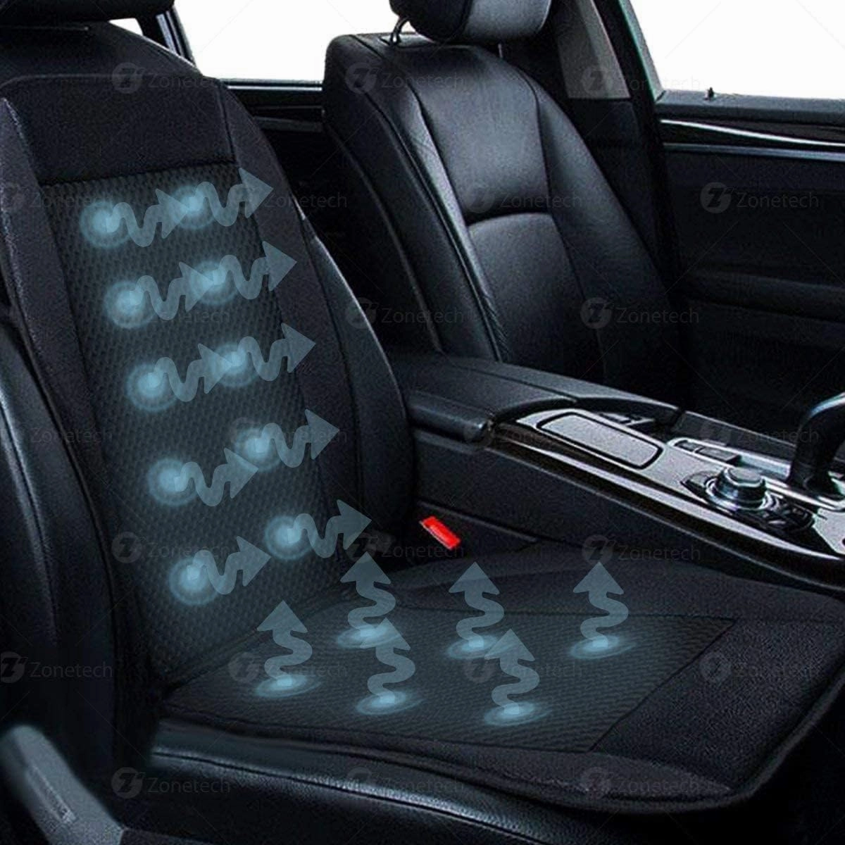 Zone Tech Cooling Car Seat Cushion 12V Black Automotive Adjustable Temperature Comfortable Car Seat Cover