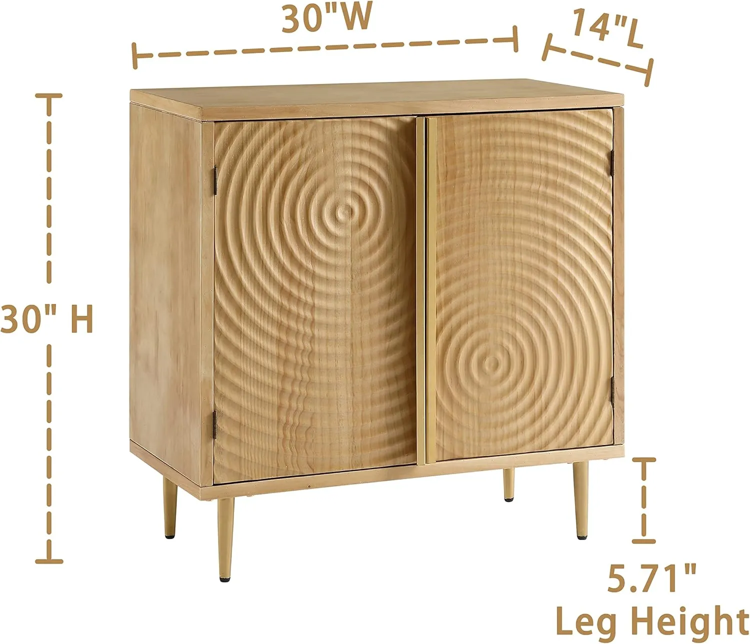 Zouron Wooden Sideboard, Buffet with Storage, 2-Door Accent Cabinet with Circle Ring Grain Design, Console Table for Living Room, Kitchen, Entryway